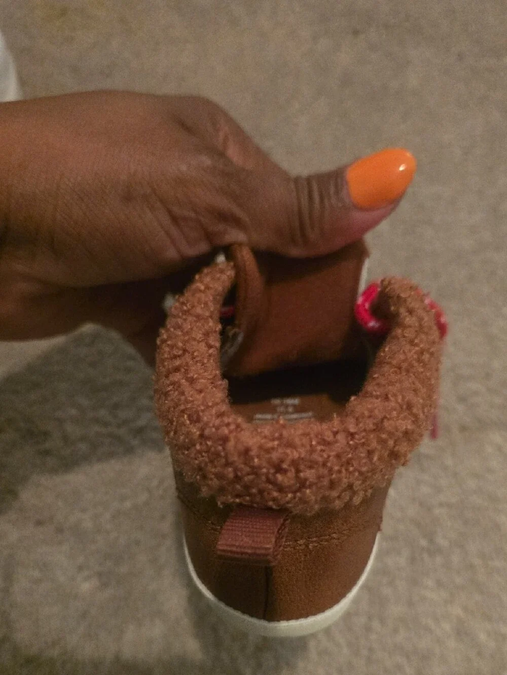 Old Navy Brown/Red Faux-Suede Kids (Baby) Boots with Red Laces